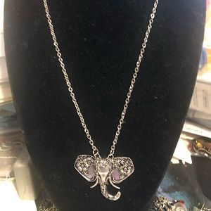Silver elephant head necklace